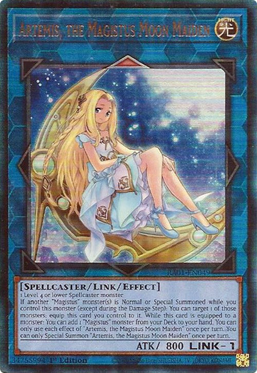 Artemis, the Magistus Moon Maiden [RA01-EN049] Prismatic Ultimate Rare | Fandemonia Ltd