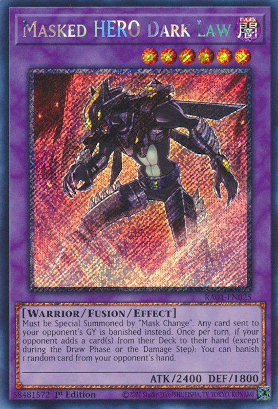 Masked HERO Dark Law [RA01-EN025] Platinum Secret Rare | Fandemonia Ltd