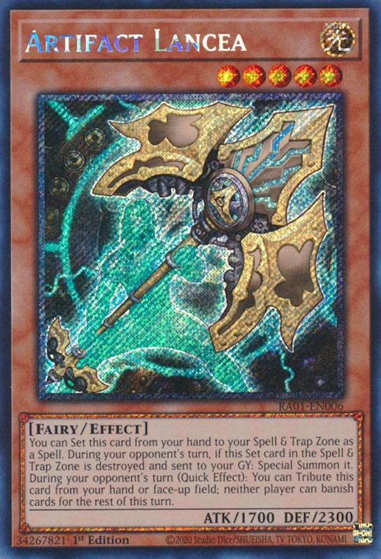 Artifact Lancea [RA01-EN006] Platinum Secret Rare | Fandemonia Ltd