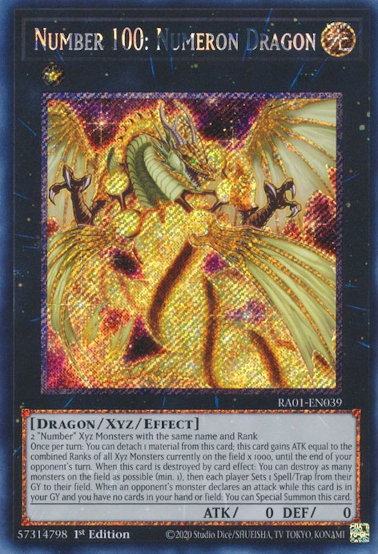 Number 100: Numeron Dragon [RA01-EN039] Platinum Secret Rare | Fandemonia Ltd