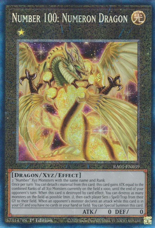 Number 100: Numeron Dragon [RA01-EN039] Prismatic Collector's Rare | Fandemonia Ltd