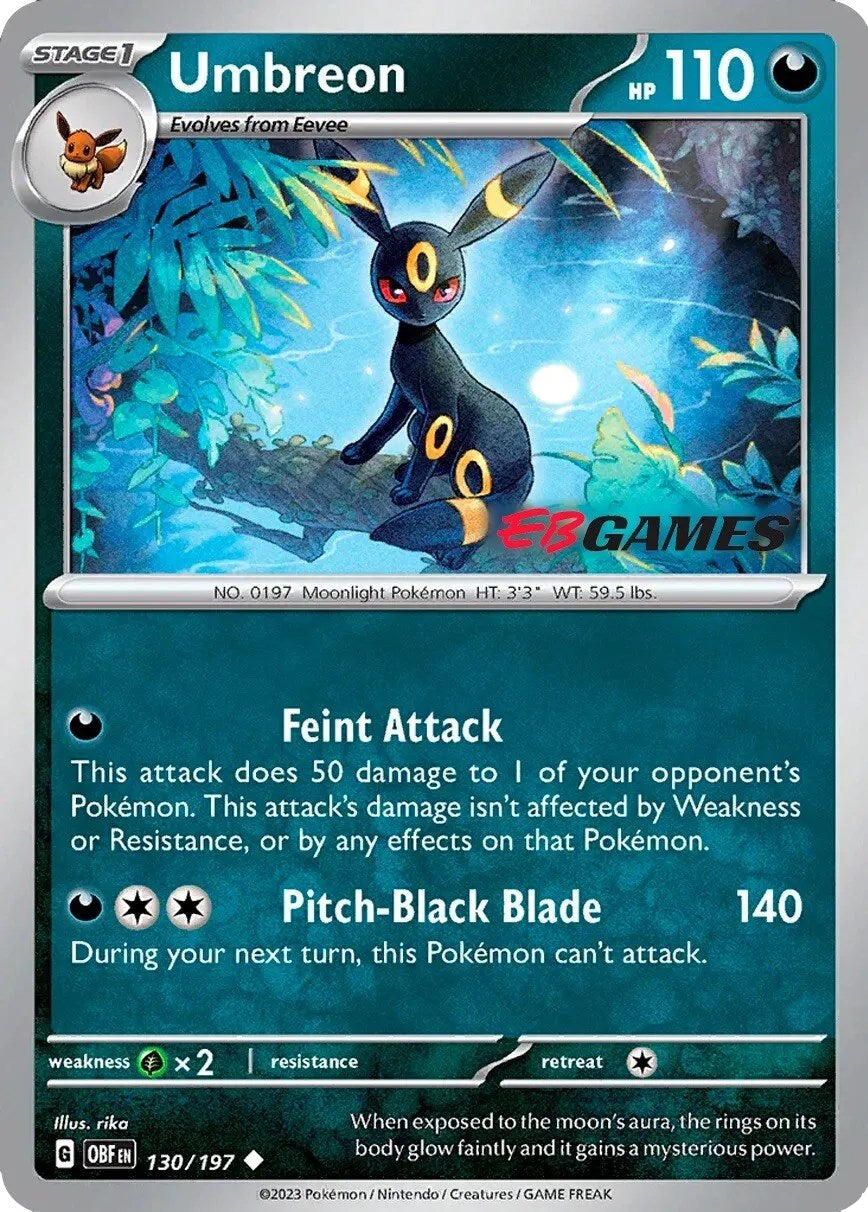 Umbreon (130/197) (EBGames Exclusive) [Scarlet & Violet: Obsidian Flames] | Fandemonia Ltd