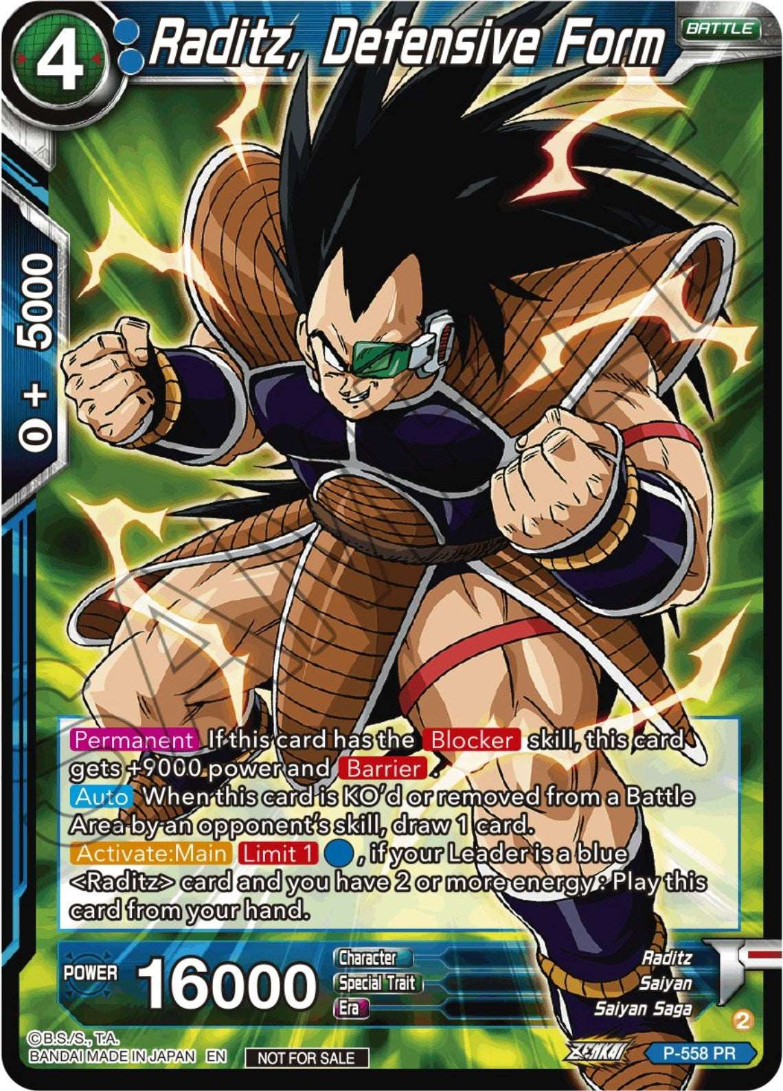 Raditz, Defensive Form (Zenkai Series Tournament Pack Vol.6) (P-558) [Tournament Promotion Cards] | Fandemonia Ltd