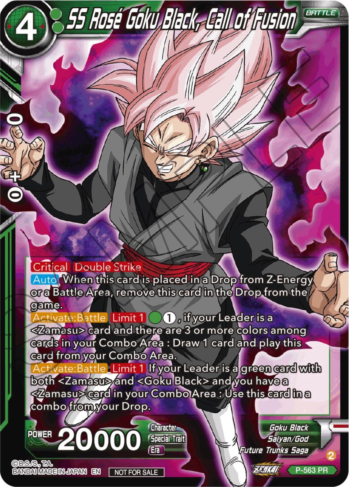 SS Rose Goku Black, Call of Fusion (Zenkai Series Tournament Pack Vol.6) (P-563) [Tournament Promotion Cards] | Fandemonia Ltd