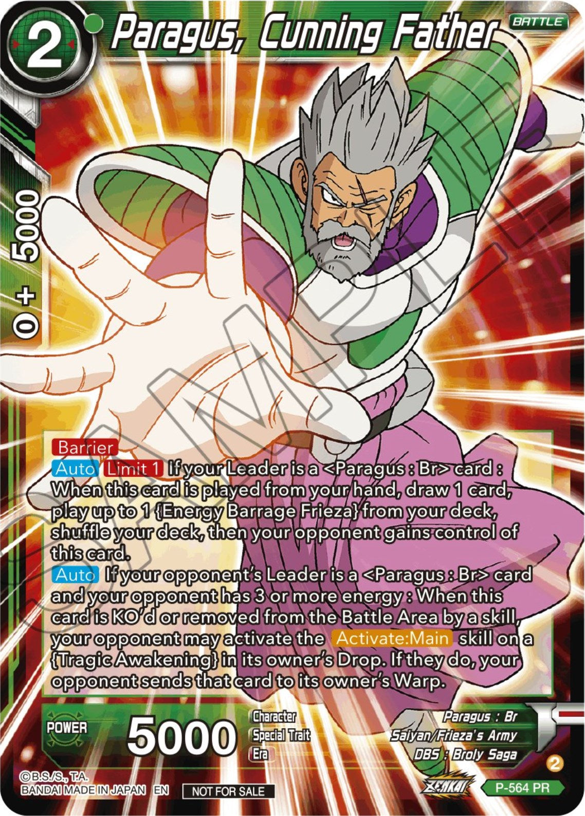 Paragus, Cunning Father (Zenkai Series Tournament Pack Vol.6) (P-564) [Tournament Promotion Cards] | Fandemonia Ltd