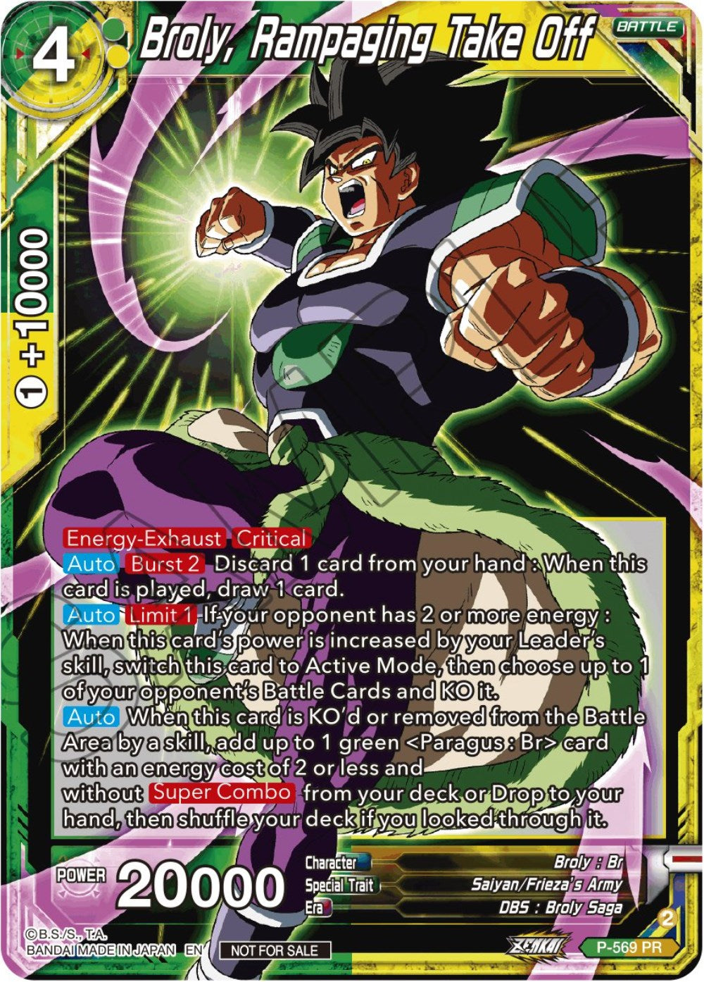 Broly, Rampaging Take Off (Zenkai Series Tournament Pack Vol.6) (P-569) [Tournament Promotion Cards] | Fandemonia Ltd