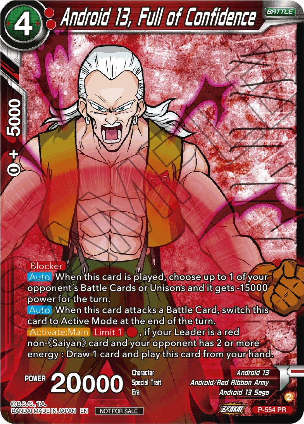 Android 13, Full of Confidence (Zenkai Series Tournament Pack Vol.6) (Winner) (P-554) [Tournament Promotion Cards] | Fandemonia Ltd