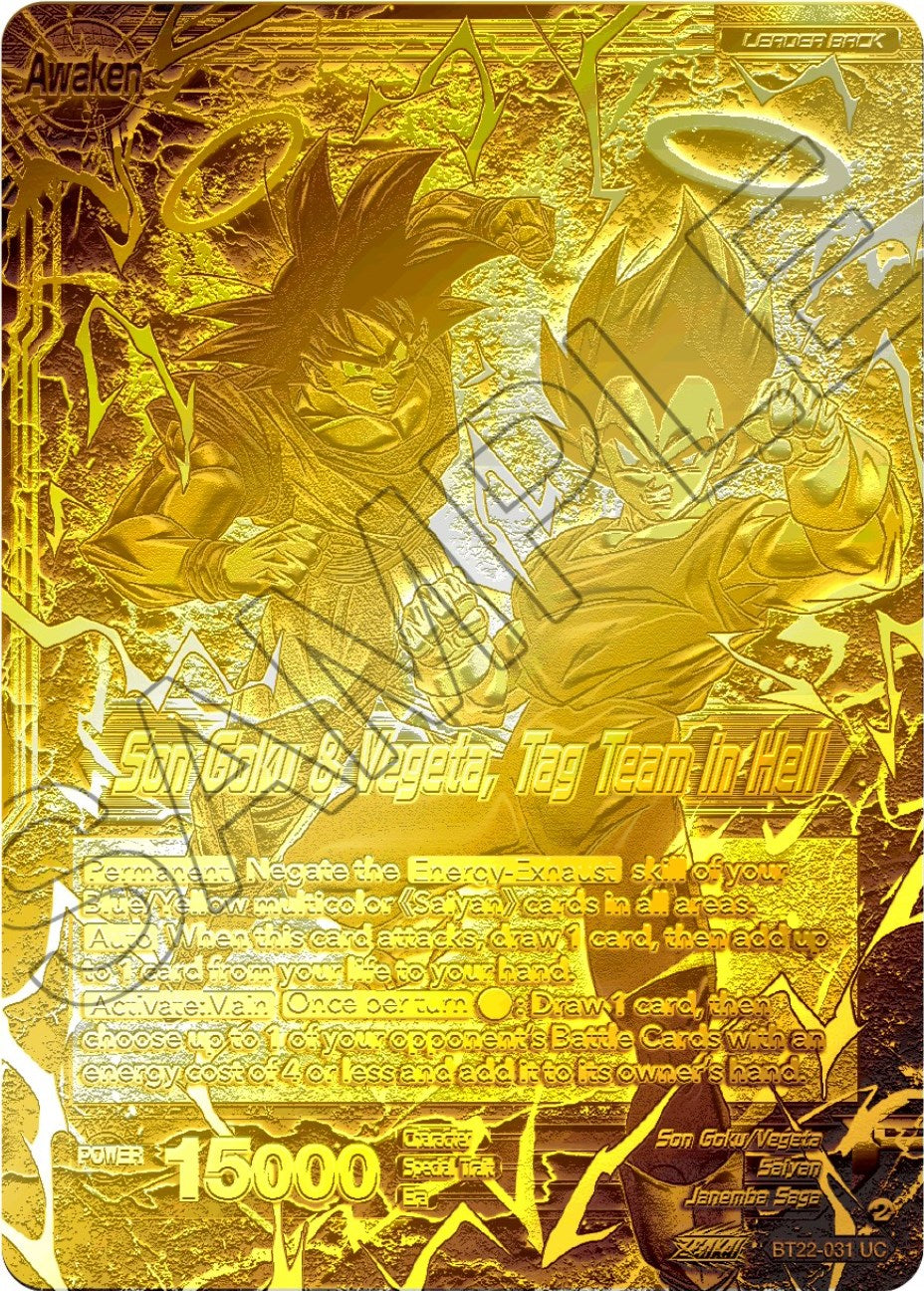 Son Goku // Son Goku & Vegeta, Tag Team in Hell (2023 Championship Finals) (Gold Metal Foil) (BT22-031) [Tournament Promotion Cards] | Fandemonia Ltd