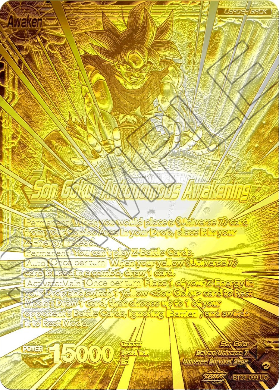 SSB Son Goku // Son Goku, Autonomous Awakening (2023 Championship Finals) (Gold Metal Foil) (BT23-099) [Tournament Promotion Cards] | Fandemonia Ltd