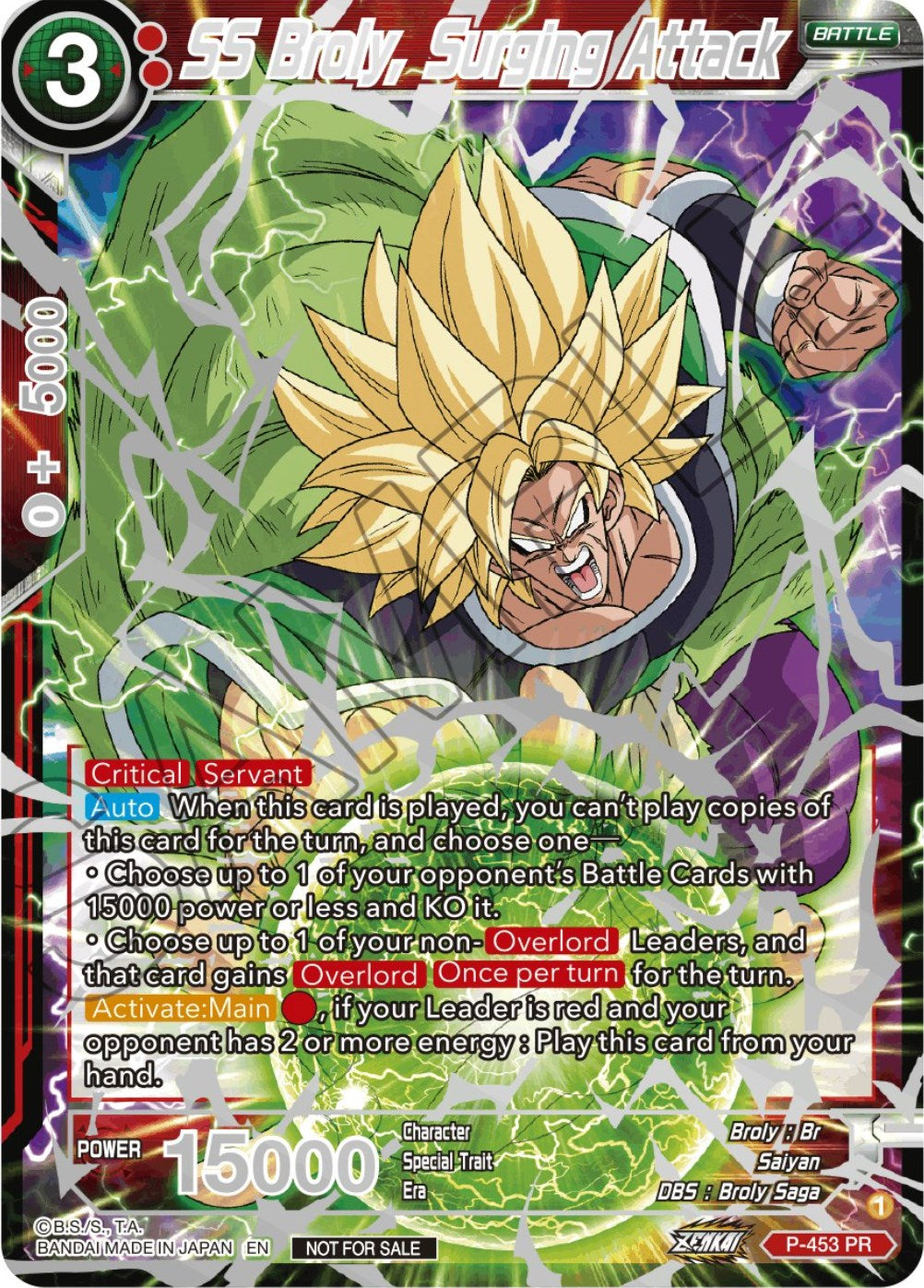 SS Broly, Surging Attack (Championship 2023 Reward Alternate Art Card Set) (Holo) (P-453) [Tournament Promotion Cards] | Fandemonia Ltd