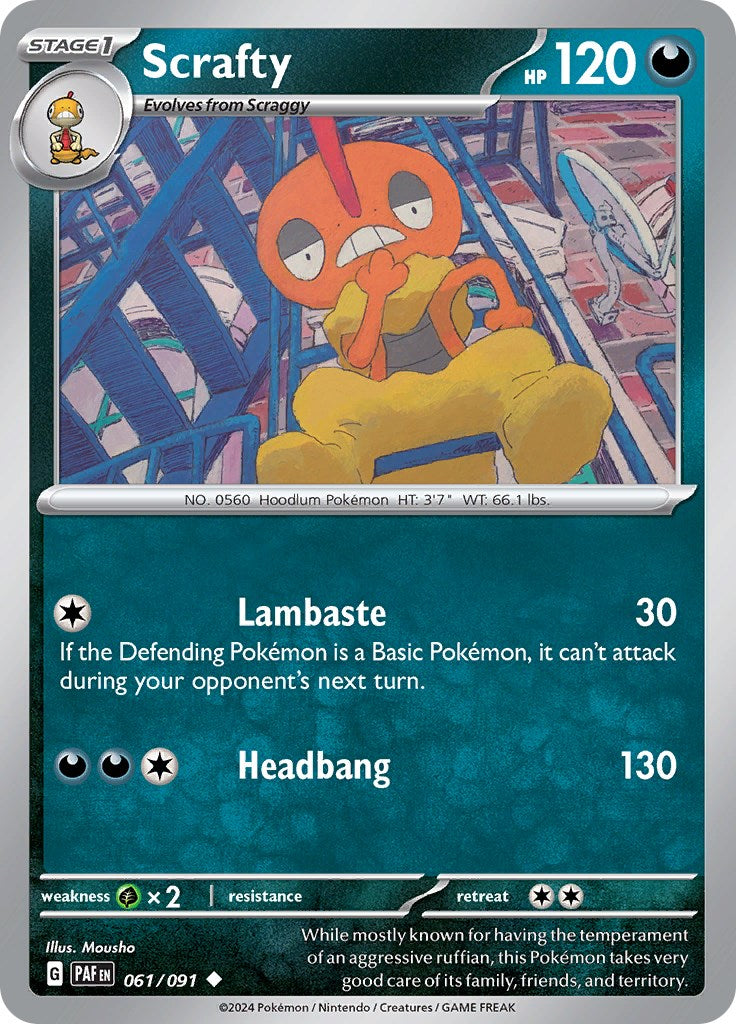 Scrafty (061/091) [Scarlet & Violet: Paldean Fates] | Fandemonia Ltd