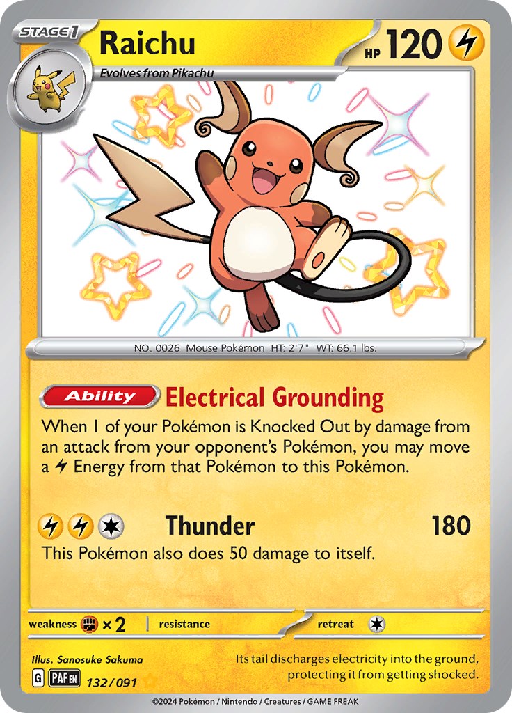 Raichu (132/091) [Scarlet & Violet: Paldean Fates] | Fandemonia Ltd