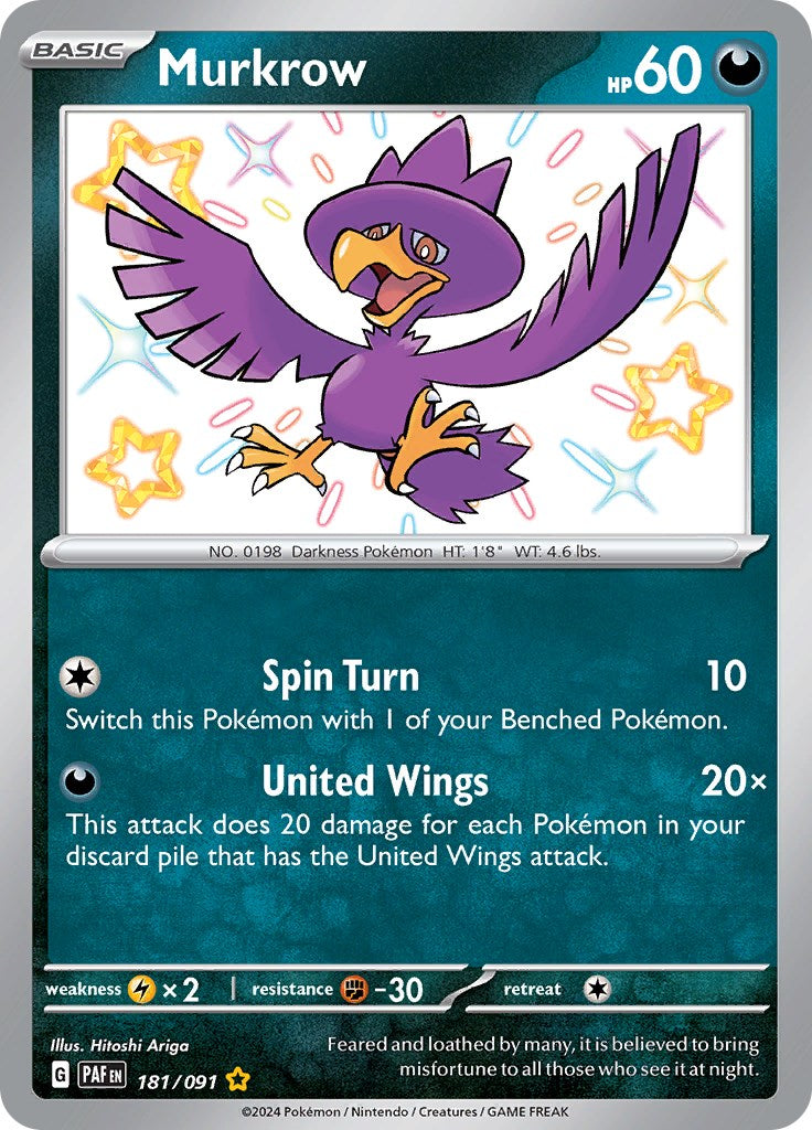 Murkrow (181/091) [Scarlet & Violet: Paldean Fates] | Fandemonia Ltd