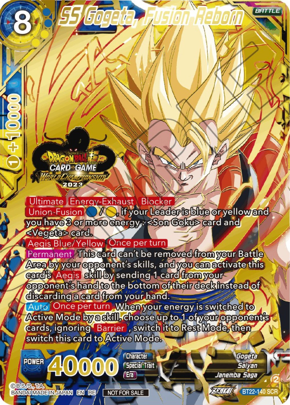 SS Gogeta, Fusion Reborn (2023 World Championship Stamp) (BT22-140) [Tournament Promotion Cards] | Fandemonia Ltd