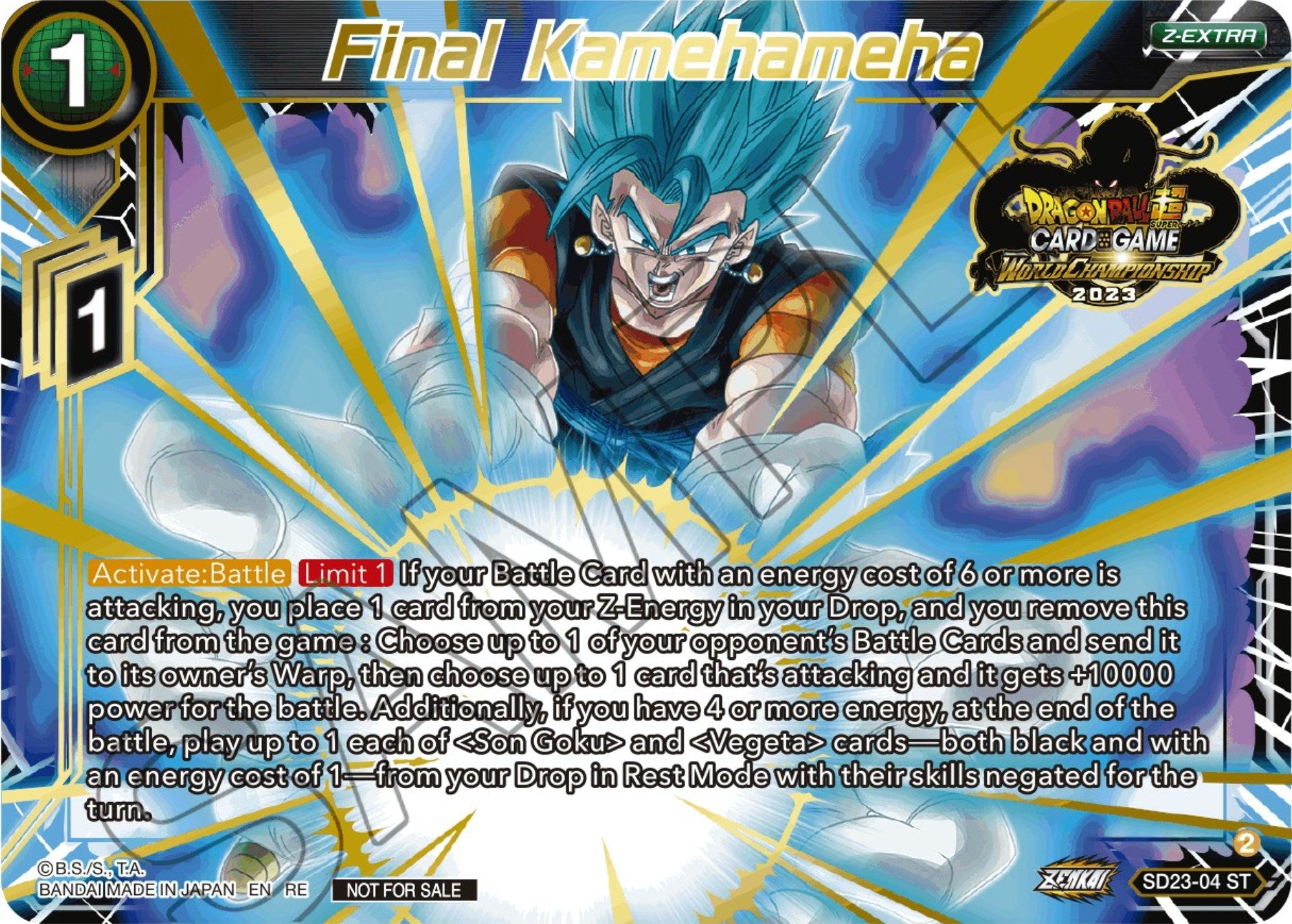 Final Kamehameha (2023 World Championship Z-Extra Card Set) (SD23-04) [Tournament Promotion Cards] | Fandemonia Ltd