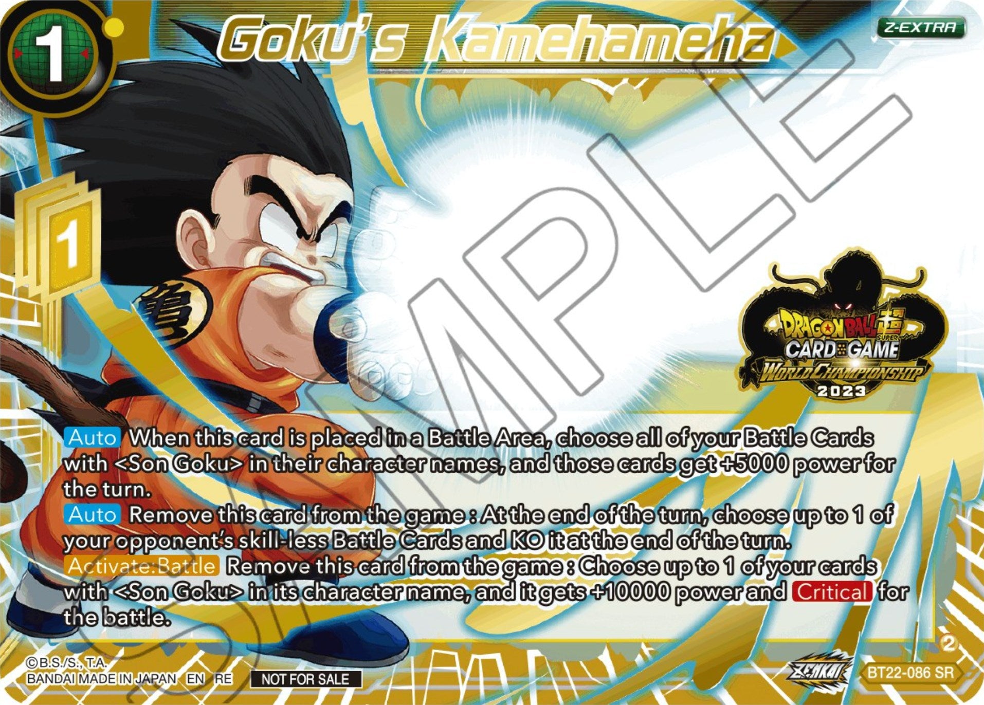 Goku's Kamehameha (2023 World Championship Z-Extra Card Set) (BT22-086) [Tournament Promotion Cards] | Fandemonia Ltd