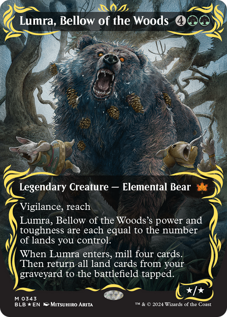 Lumra, Bellow of the Woods (Borderless) (Raised Foil) [Bloomburrow] | Fandemonia Ltd