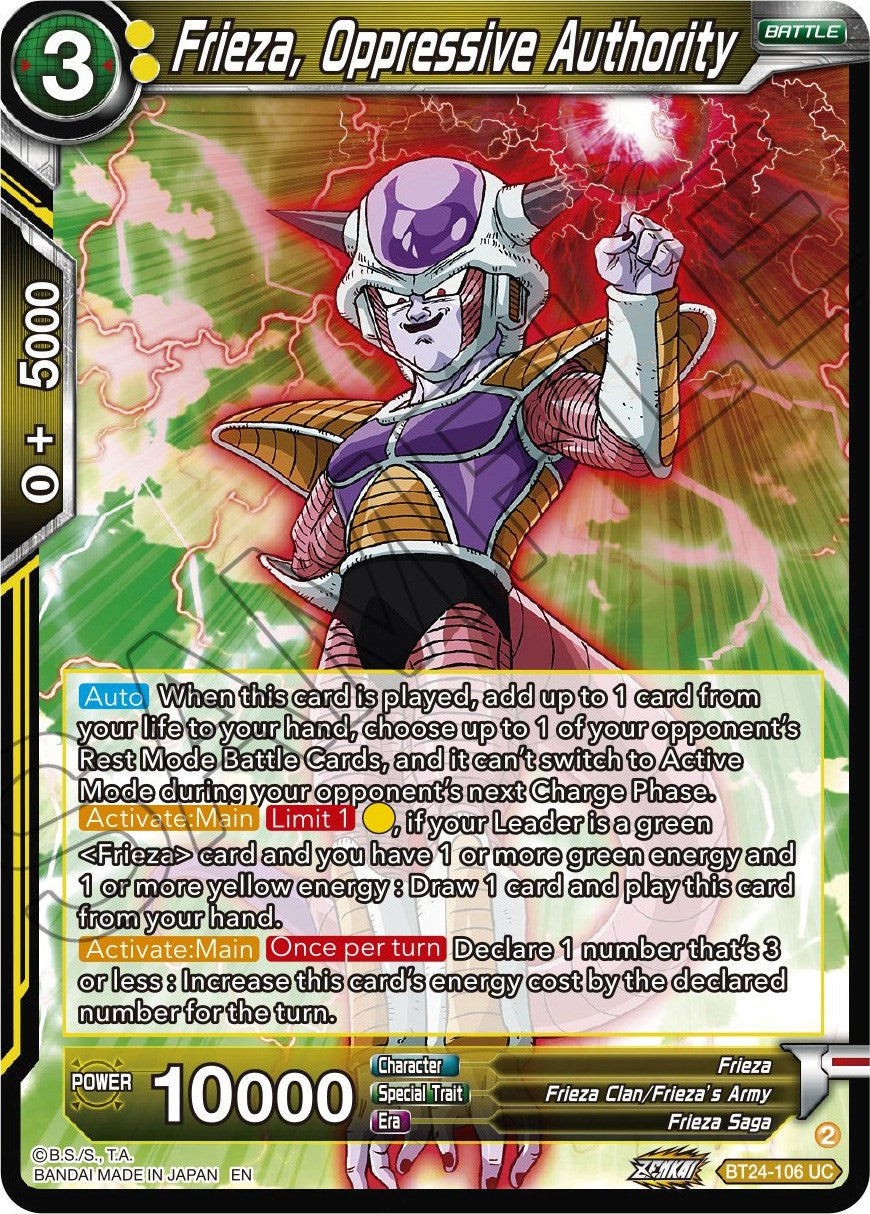 Frieza, Oppressive Authority (BT24-106) [Beyond Generations] | Fandemonia Ltd