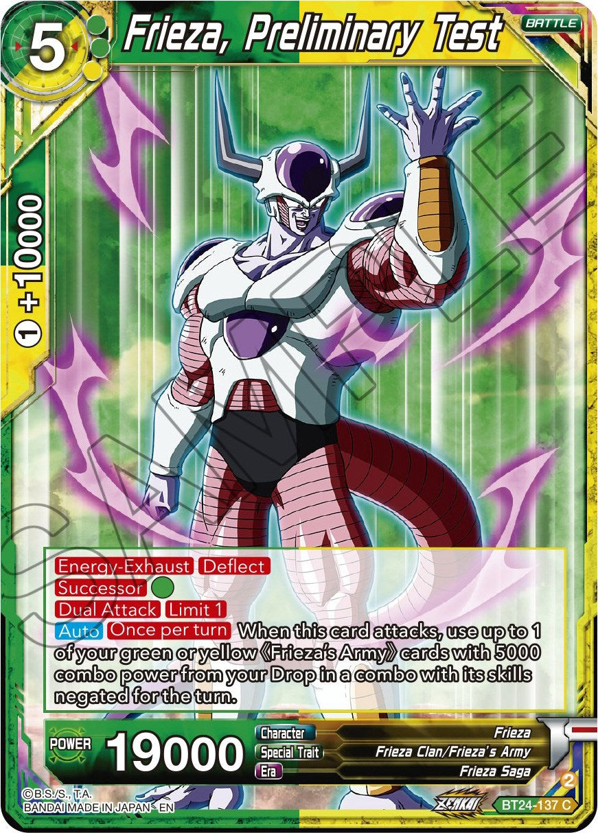 Frieza, Preliminary Test (BT24-137) [Beyond Generations] | Fandemonia Ltd