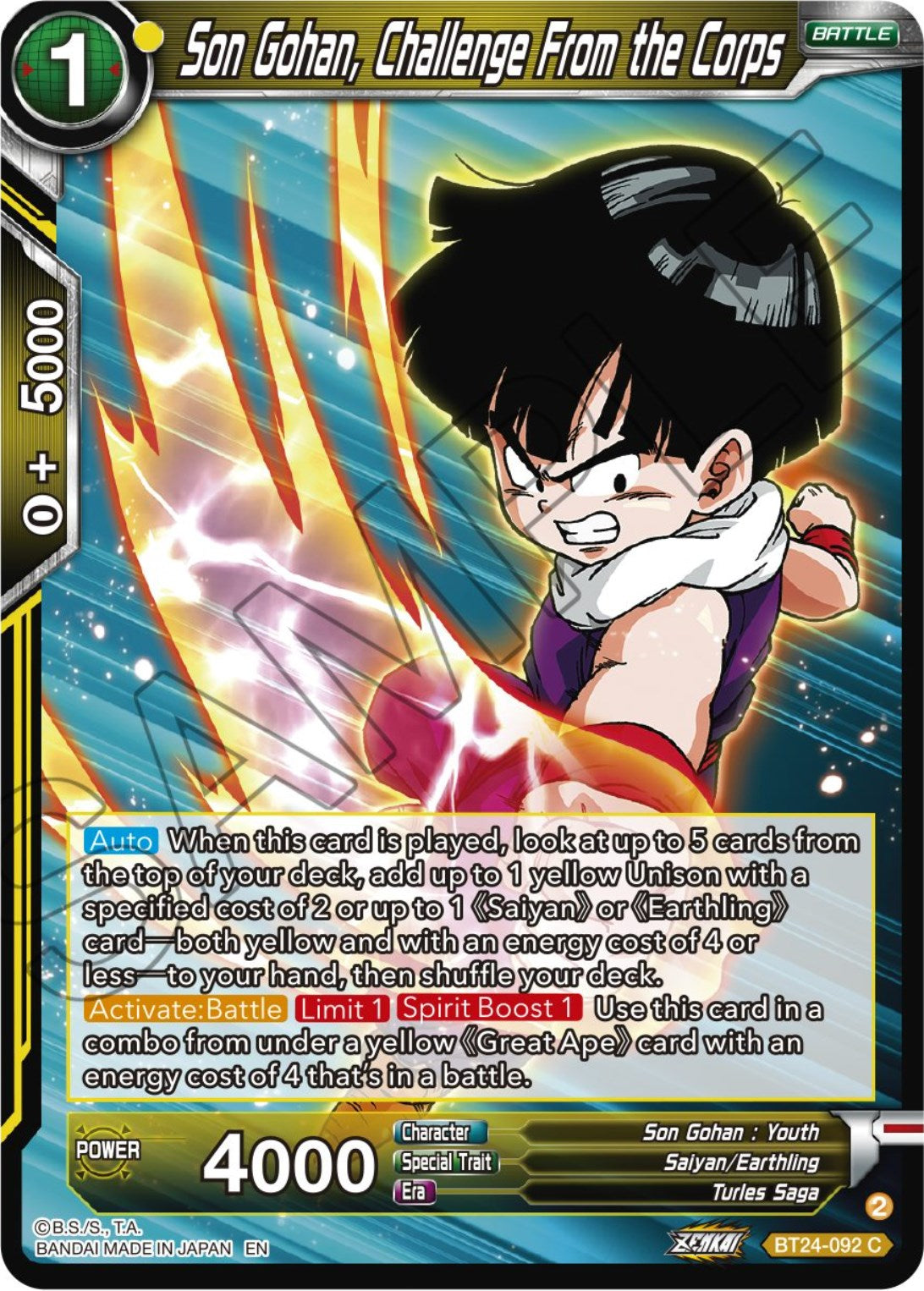 Son Gohan, Challenge From the Corps (BT24-092) [Beyond Generations] | Fandemonia Ltd