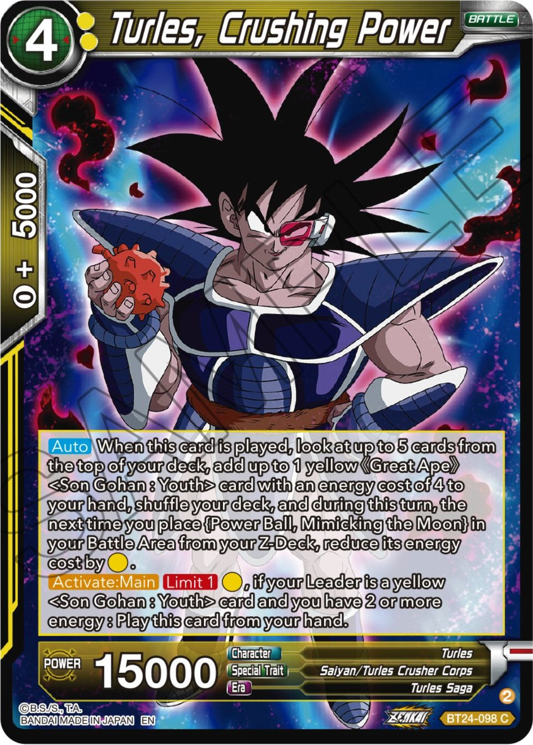 Turles, Crushing Power (BT24-098) [Beyond Generations] | Fandemonia Ltd