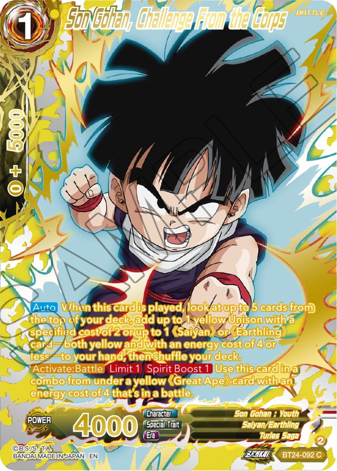 Son Gohan, Challenge From the Corps (Collector Booster) (BT24-092) [Beyond Generations] | Fandemonia Ltd