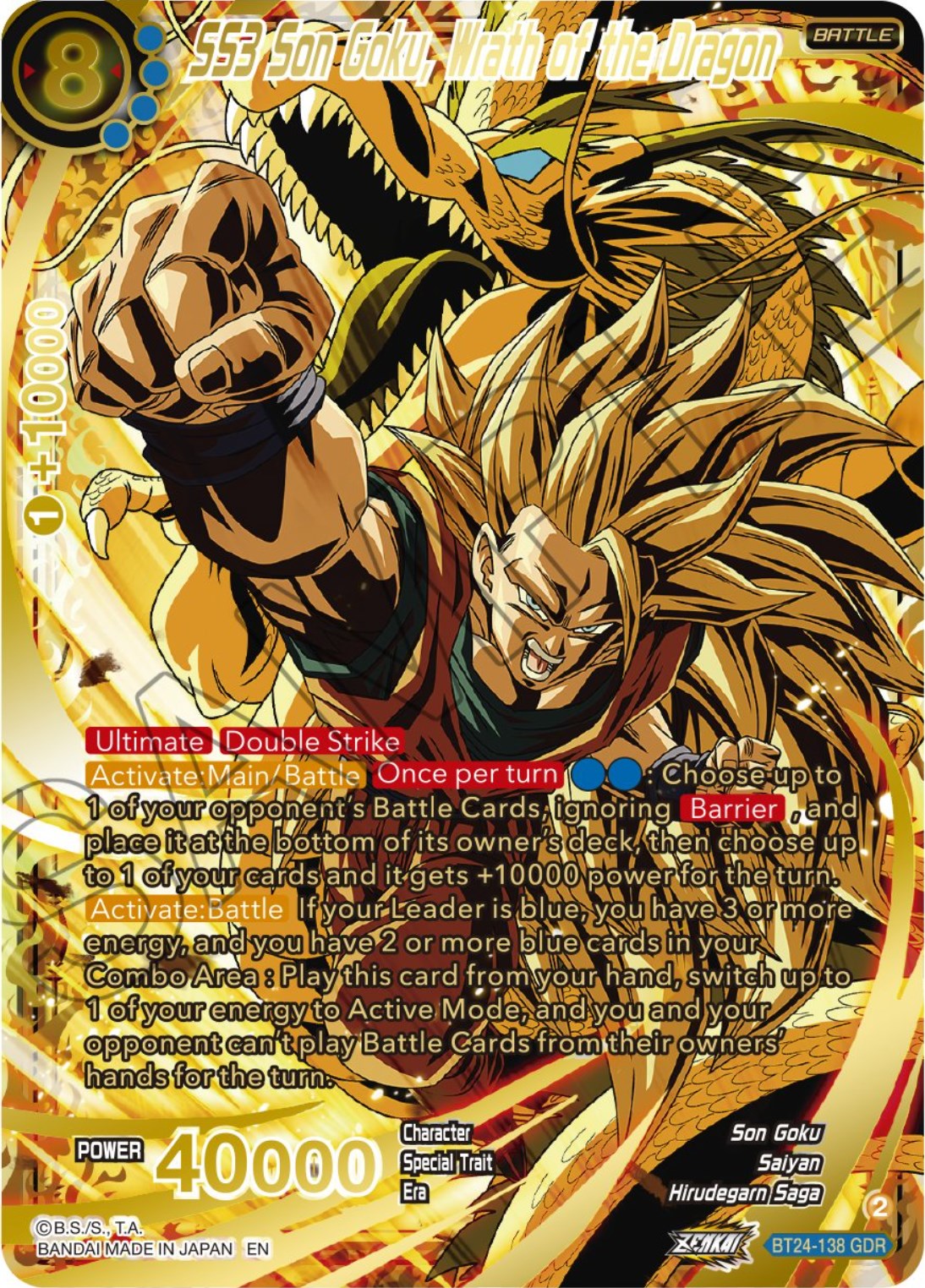 SS3 Son Goku, Wrath of the Dragon (GDR) (BT24-138) [Beyond Generations] | Fandemonia Ltd