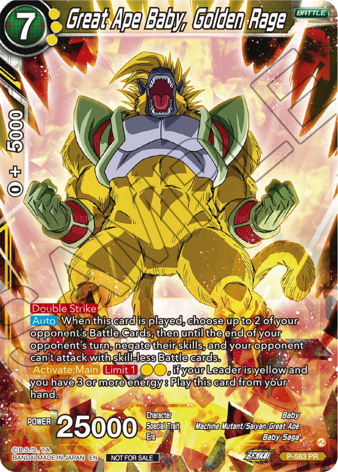 Great Ape Baby, Golden Rage (Zenkai Series Tournament Pack Vol.7) (P-583) [Tournament Promotion Cards] | Fandemonia Ltd