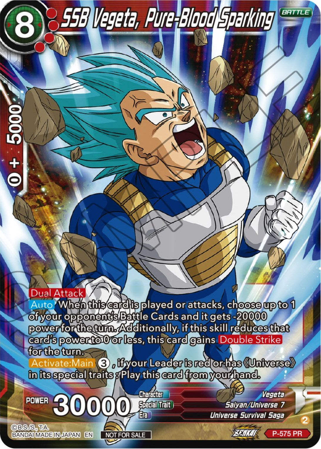 SSB Vegeta, Pure-Blood Sparking (Zenkai Series Tournament Pack Vol.7) (P-575) [Tournament Promotion Cards] | Fandemonia Ltd