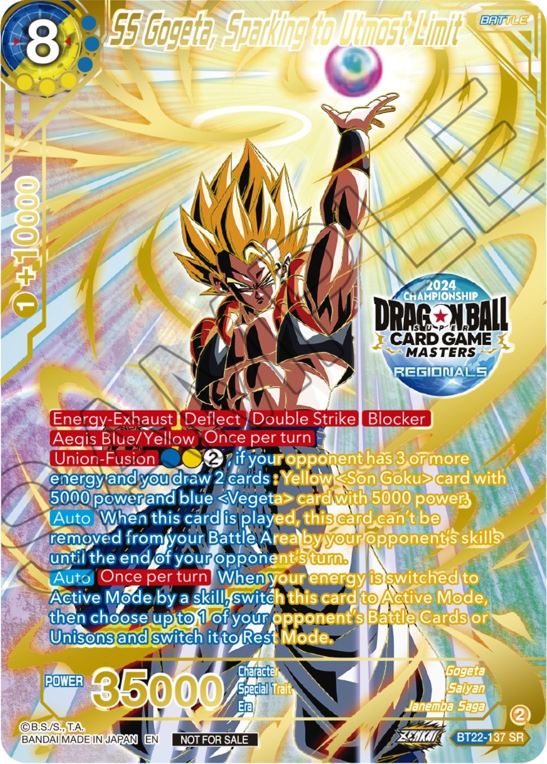 SS Gogeta, Sparking to Utmost Limit (2024 Championship Regionals Top 16) (BT22-137) [Tournament Promotion Cards] | Fandemonia Ltd