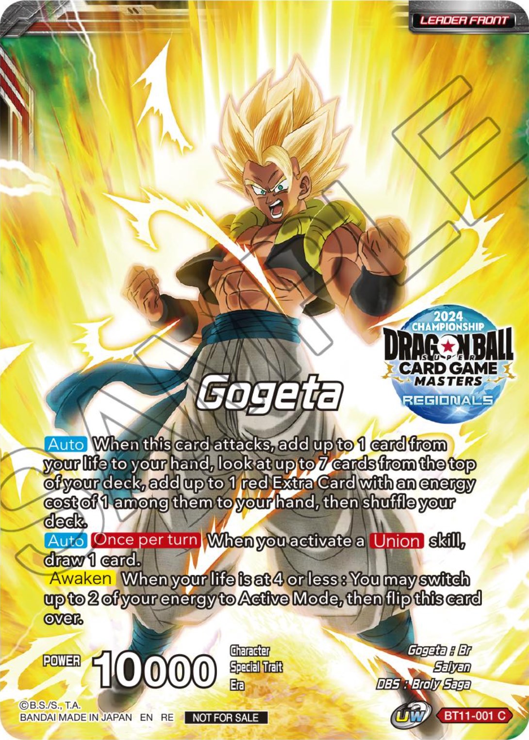 Gogeta // SSB Gogeta, Prophet of Demise (Championship Golden Card 2024 Vol.1) (BT11-001) [Tournament Promotion Cards] | Fandemonia Ltd