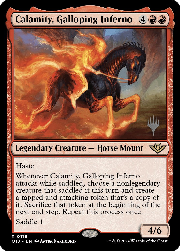 Calamity, Galloping Inferno (Promo Pack) [Outlaws of Thunder Junction Promos] | Fandemonia Ltd