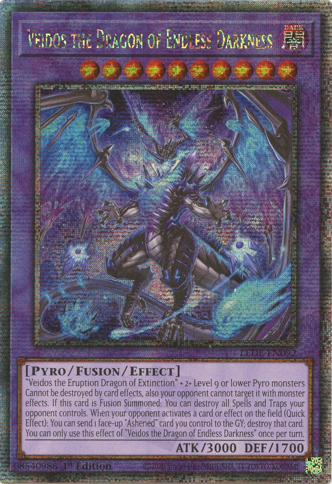 Veidos the Dragon of Endless Darkness (Quarter Century Secret Rare) [LEDE-EN092] Quarter Century Secret Rare | Fandemonia Ltd