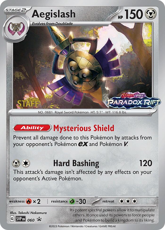 Aegislash (060) (Staff Prerelease Promo) [Scarlet & Violet: Black Star Promos] | Fandemonia Ltd