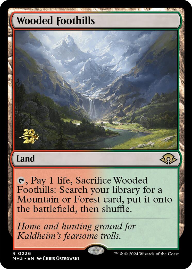 Wooded Foothills [Modern Horizons 3 Prerelease Promos] | Fandemonia Ltd