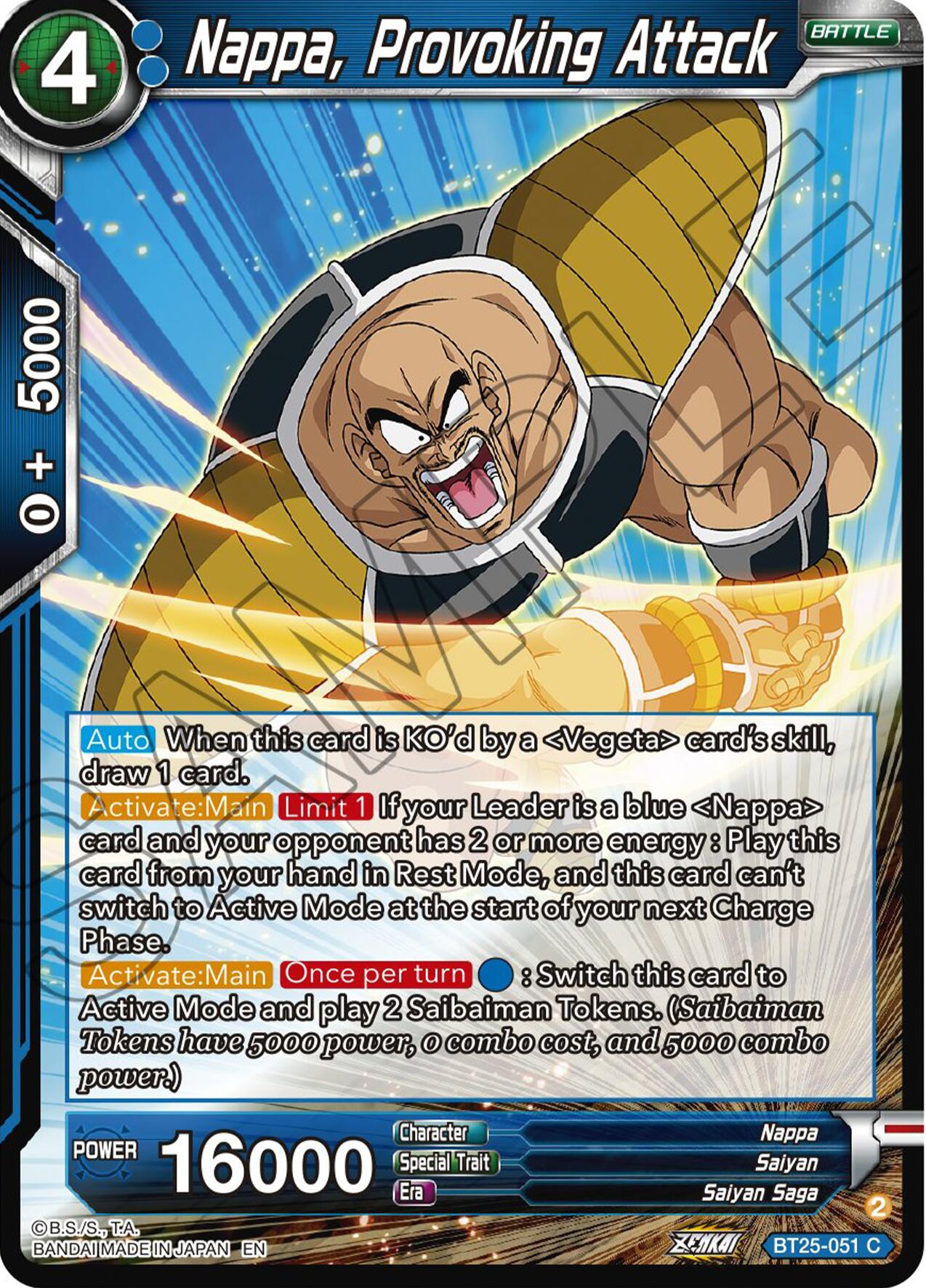 Nappa, Provoking Attack (BT25-051) [Legend of the Dragon Balls] | Fandemonia Ltd