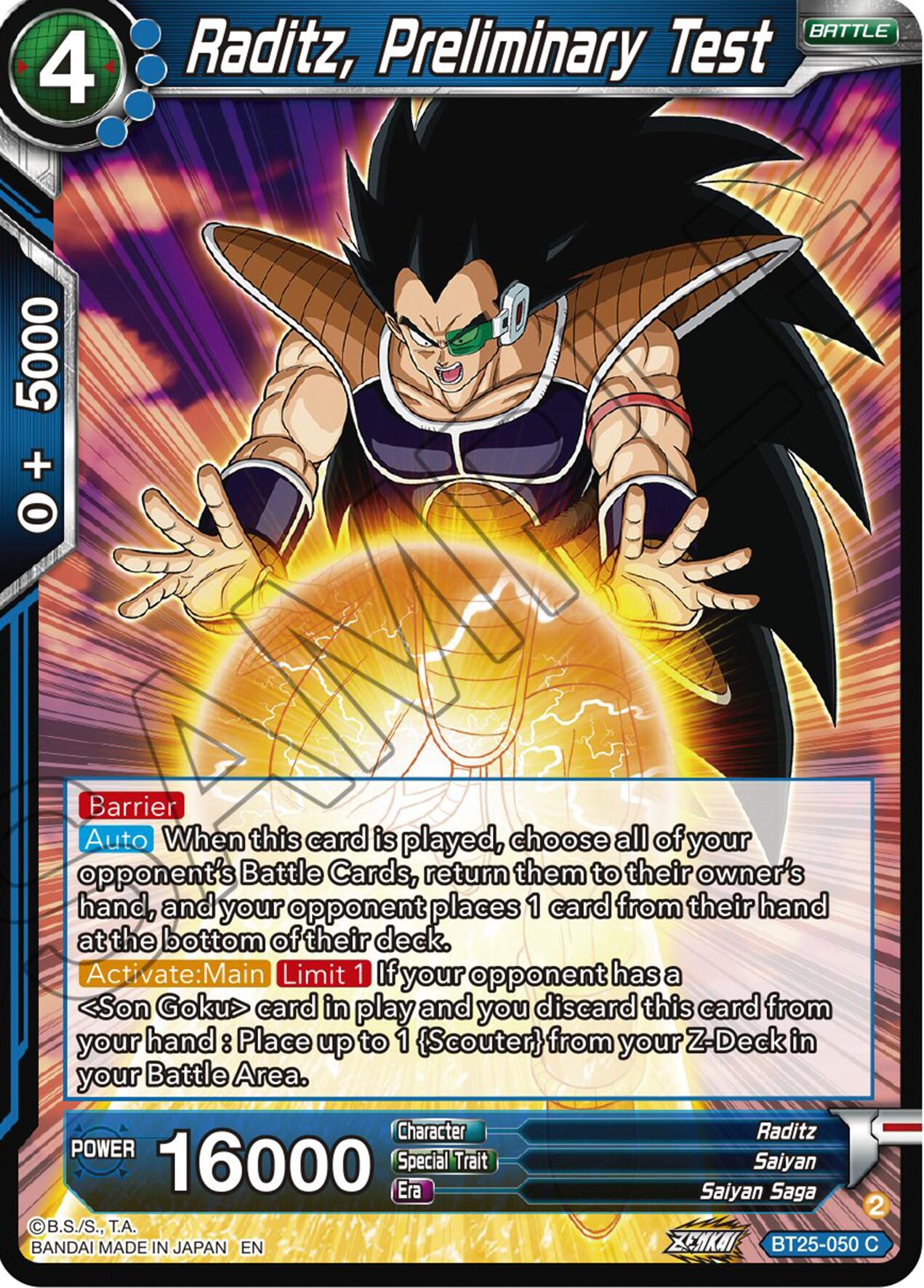 Raditz, Preliminary Test (BT25-050) [Legend of the Dragon Balls] | Fandemonia Ltd