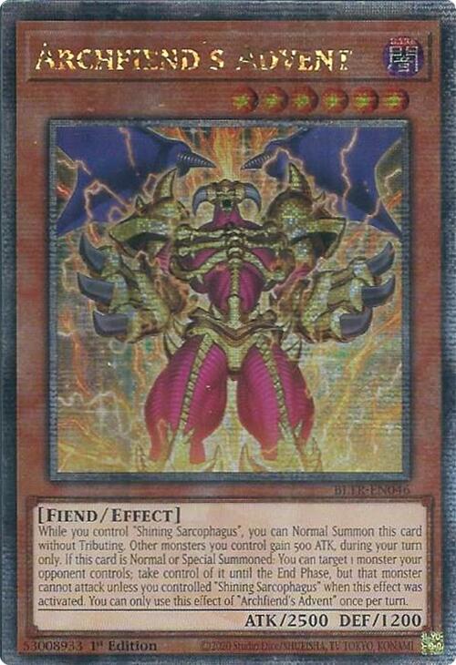 Archfiend's Advent (Quarter Century Secret Rare) [BLTR-EN046] Quarter Century Secret Rare | Fandemonia Ltd