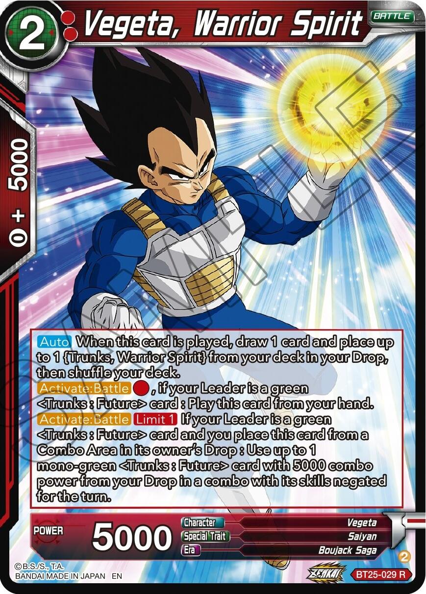 Vegeta, Warrior Spirit (BT25-029) [Legend of the Dragon Balls] | Fandemonia Ltd