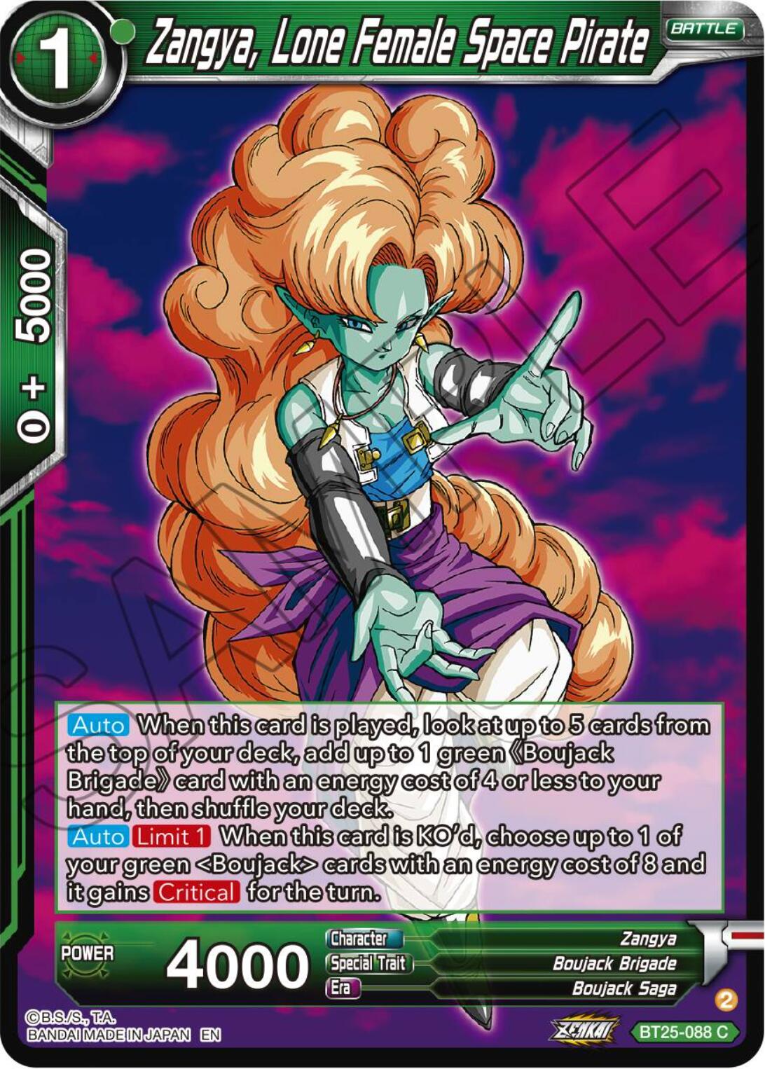 Zangya, Lone Female Space Pirate (BT25-088) [Legend of the Dragon Balls] | Fandemonia Ltd