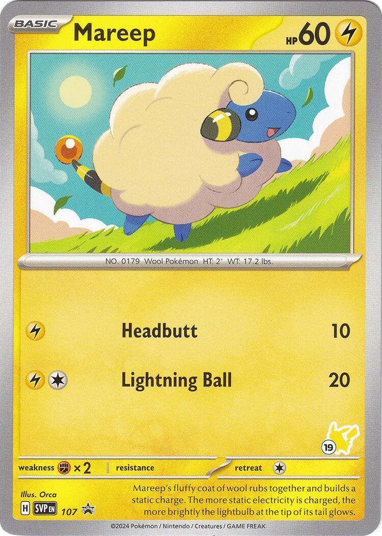 Mareep (107) (Pikachu Stamp #19) [Battle Academy 2024] | Fandemonia Ltd