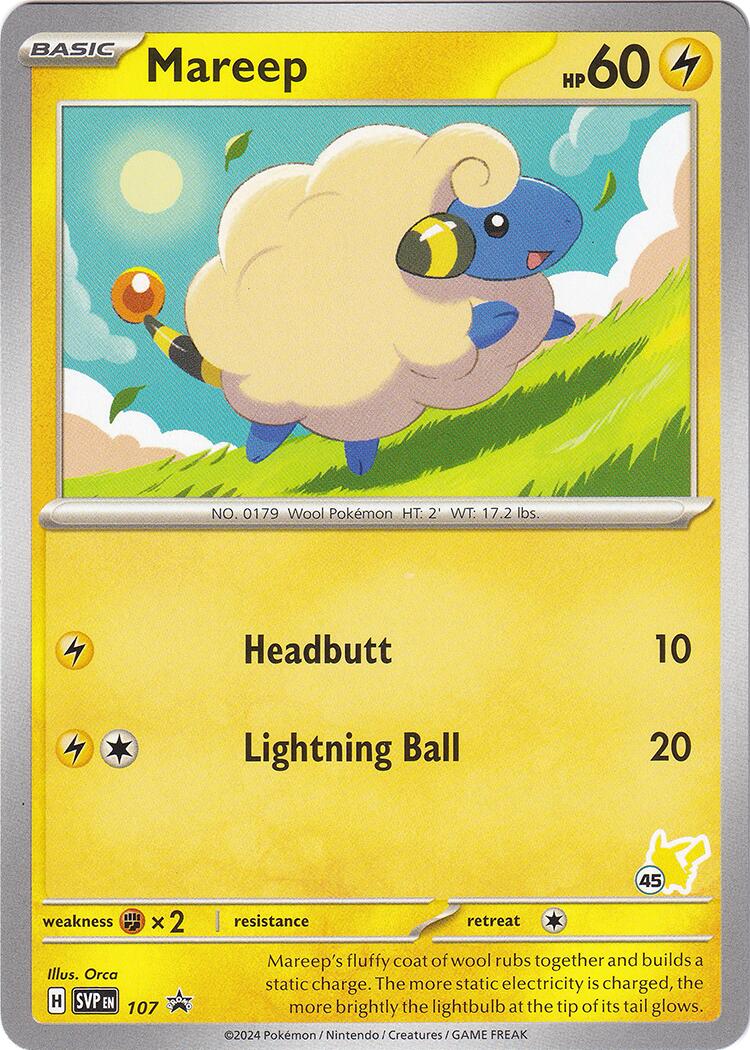 Mareep (107) (Pikachu Stamp #45) [Battle Academy 2024] | Fandemonia Ltd