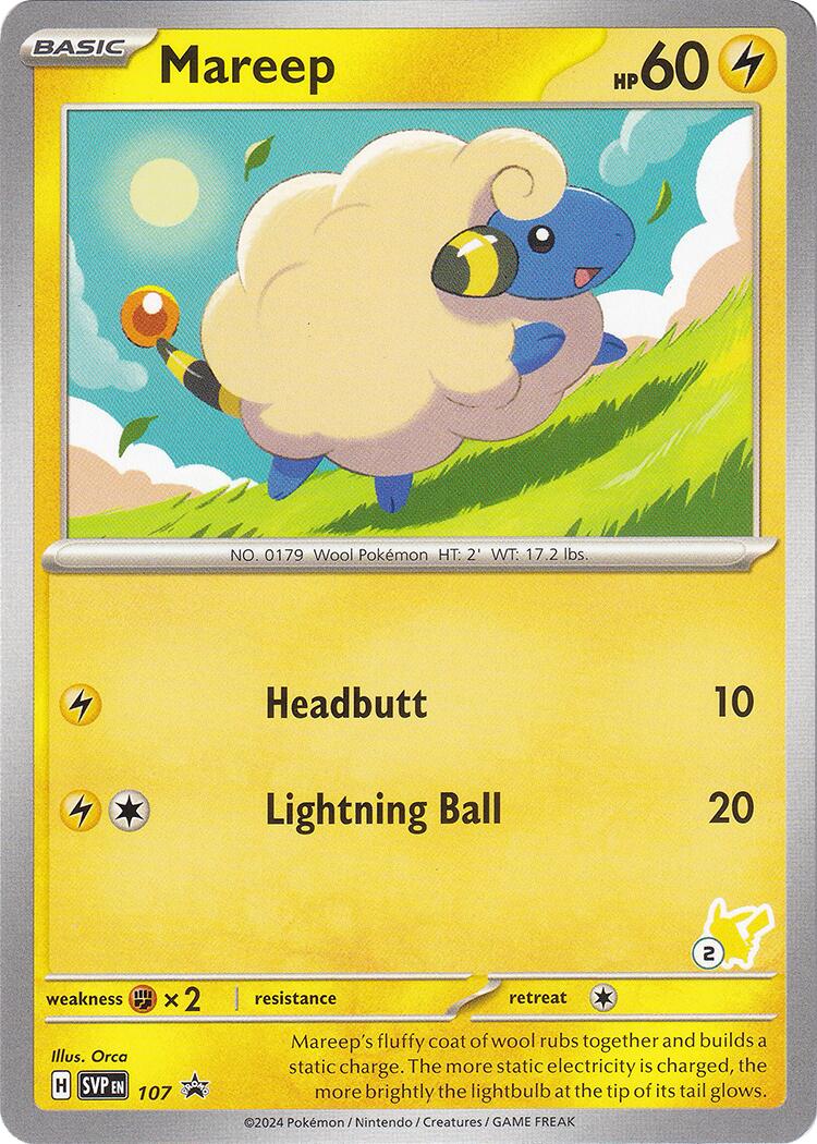 Mareep (107) (Pikachu Stamp #2) [Battle Academy 2024] | Fandemonia Ltd