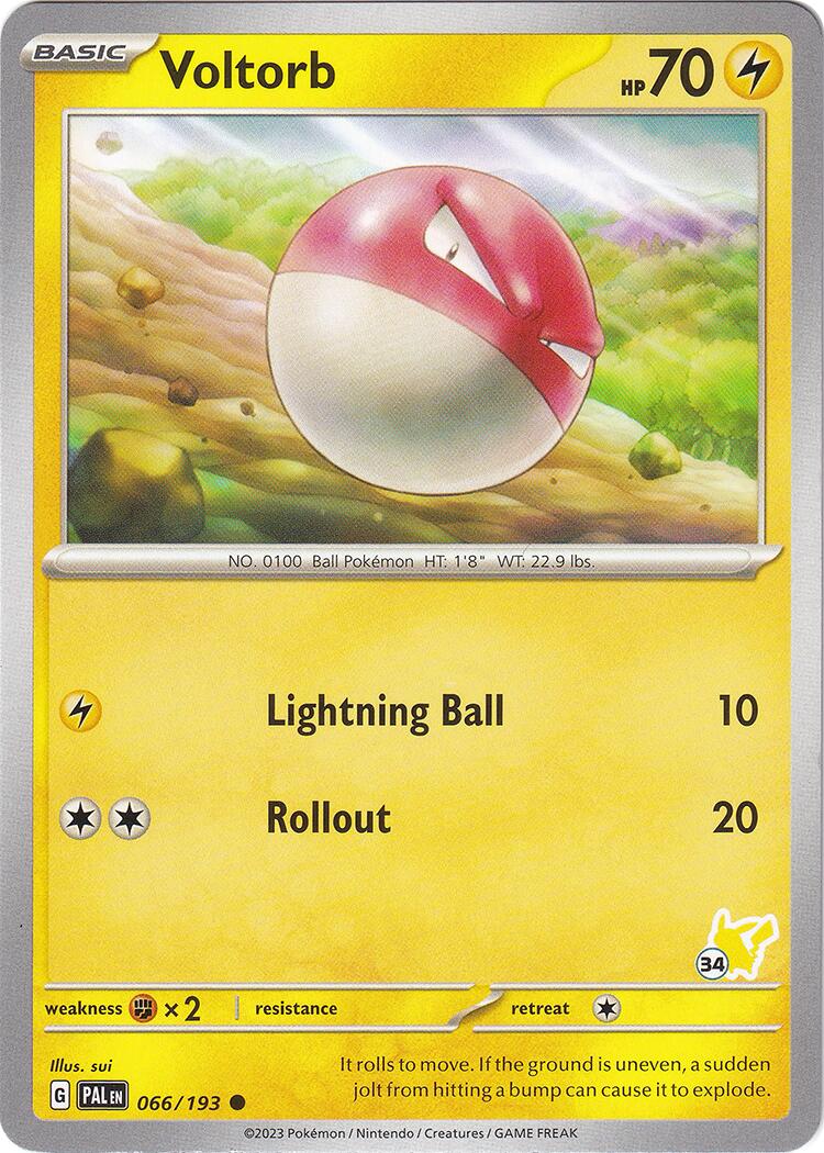 Voltorb (066/193) (Pikachu Stamp #34) [Battle Academy 2024] | Fandemonia Ltd