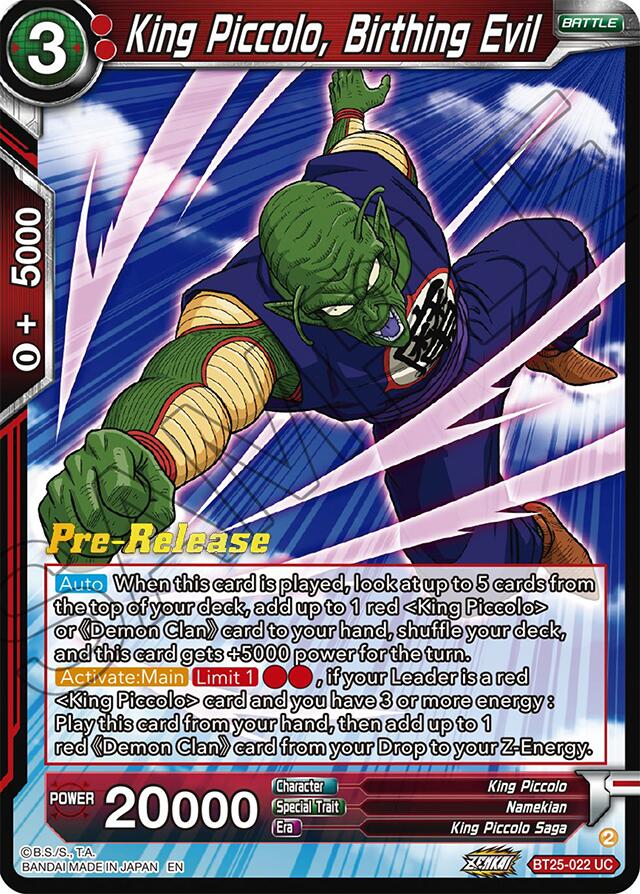 King Piccolo, Birthing Evil (BT25-022) [Legend of the Dragon Balls Prerelease Promos] | Fandemonia Ltd