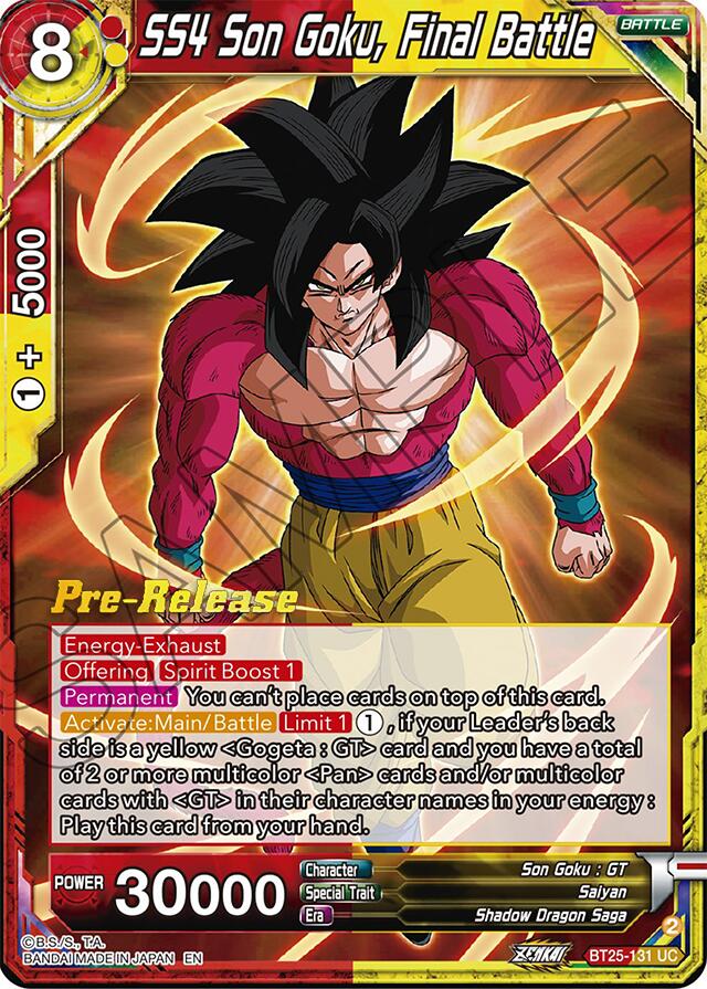 SS4 Son Goku, Final Battle (BT25-131) [Legend of the Dragon Balls Prerelease Promos] | Fandemonia Ltd