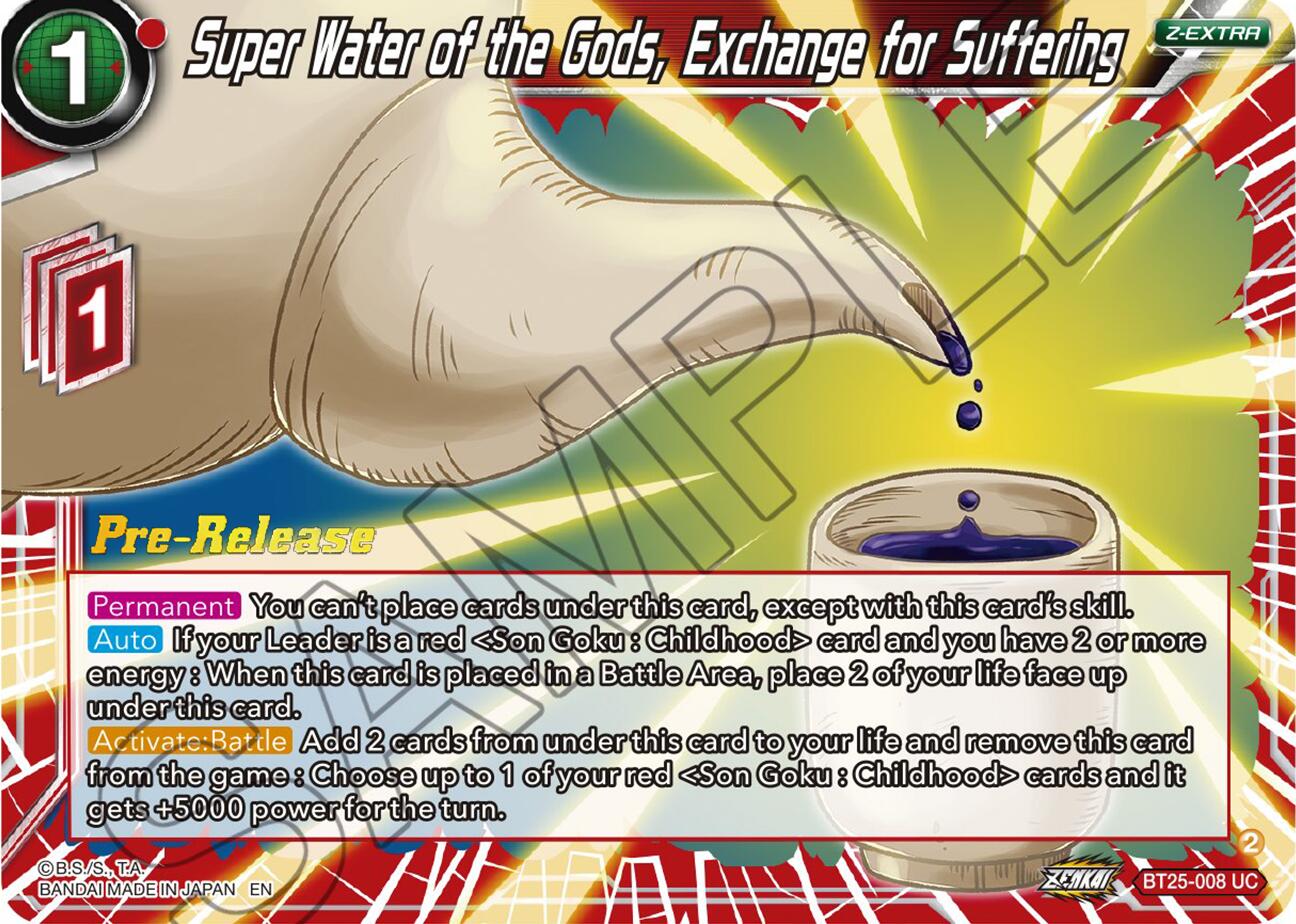 Super Water of the Gods, Exchange for Suffering (BT25-008) [Legend of the Dragon Balls Prerelease Promos] | Fandemonia Ltd