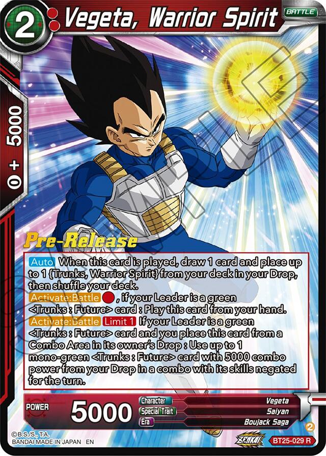 Vegeta, Warrior Spirit (BT25-029) [Legend of the Dragon Balls Prerelease Promos] | Fandemonia Ltd