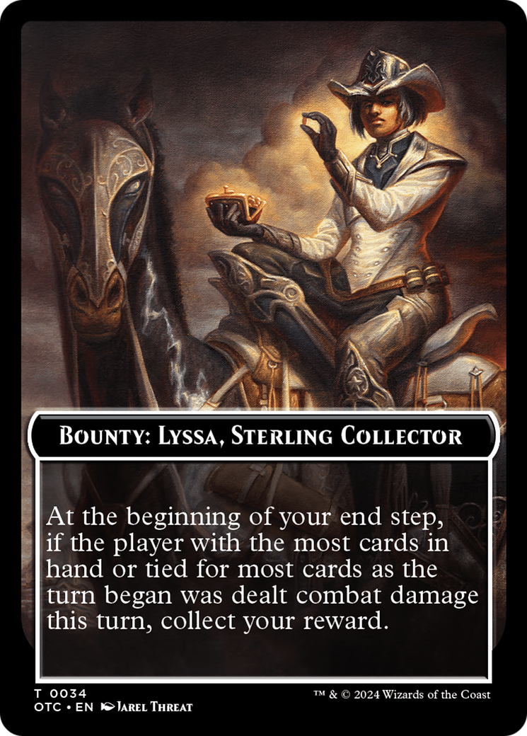 Bounty: Lyssa, Sterling Collector // Bounty Rules Double-Sided Token [Outlaws of Thunder Junction Commander Tokens] | Fandemonia Ltd