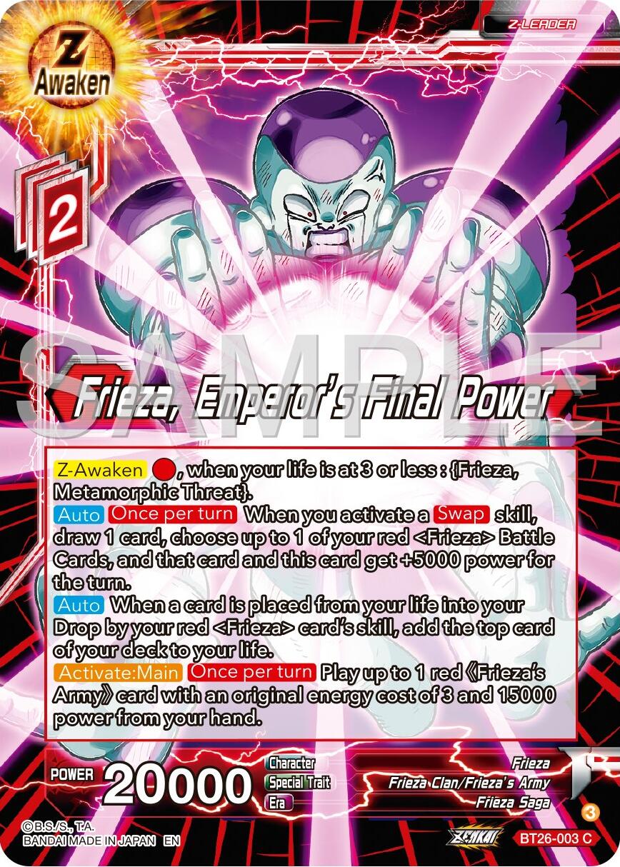 Frieza, Emperor's Final Power (BT26-003) [Ultimate Advent] | Fandemonia Ltd